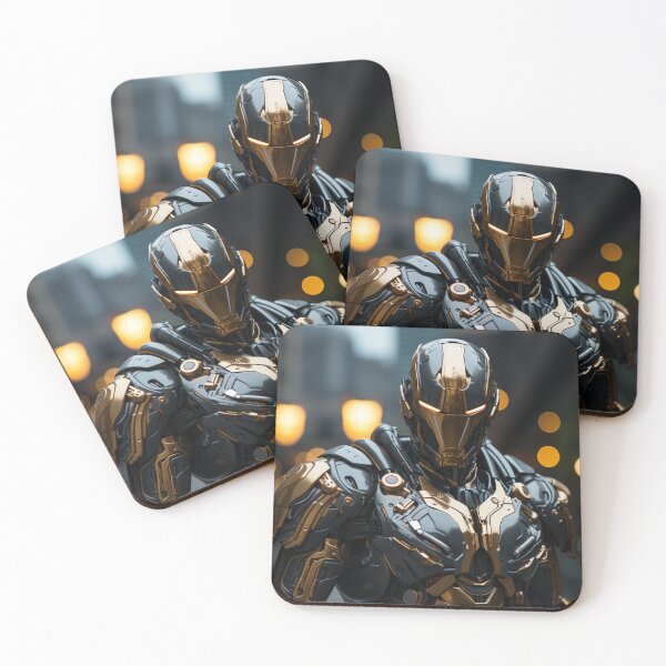 Item preview, black strong knight digital art armor robot cyborg designed and sold by UILOVE.