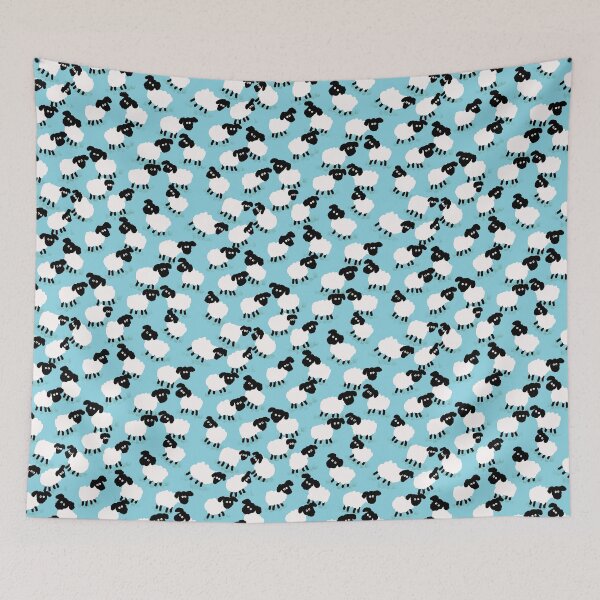 Item preview, Cute Little Lambs on Blue designed and sold by RepeatCandy.