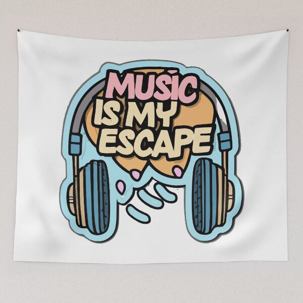 Item preview, Music Is My Escape - Comic Book Style Headphones designed and sold by NiftyWrx.