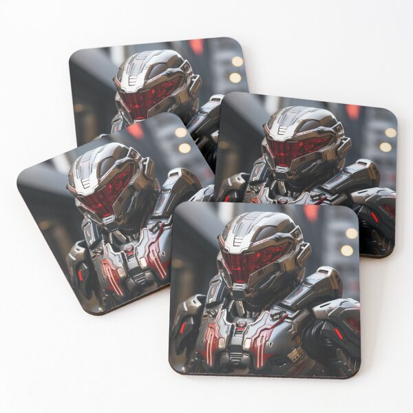 Item preview, red strong knight digital art armor robot cyborg designed and sold by UILOVE.
