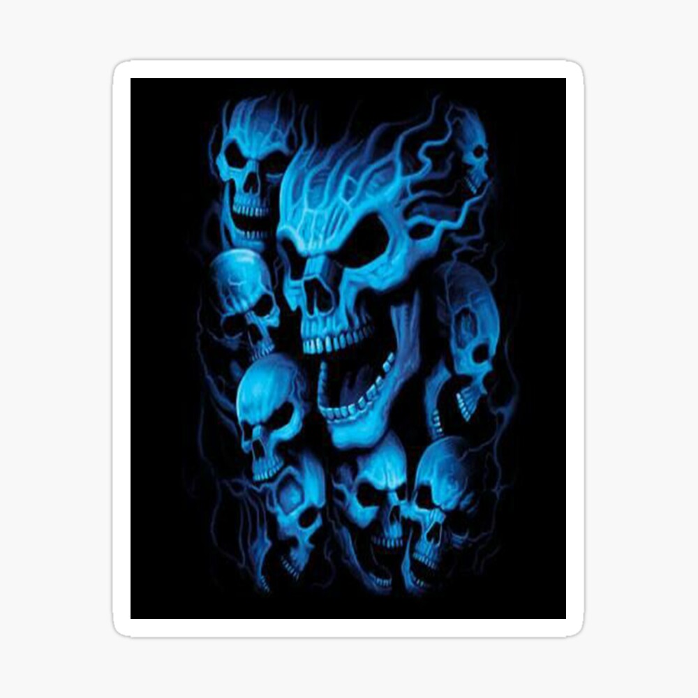 Blue Neon Skulls Souls