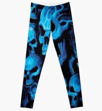 Blue Neon Skulls Souls Leggings