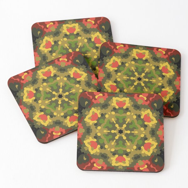 Item preview, Retro Mandala Flower Yellow Red and Green designed and sold by WormholeOrbital.