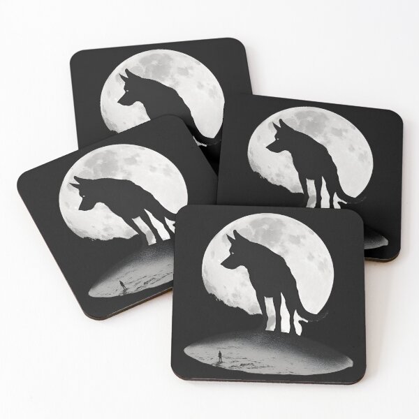 Item preview, Great Wolf on Moon Monochrome Noir Dog Dad Gift designed and sold by Golden-Heaven.