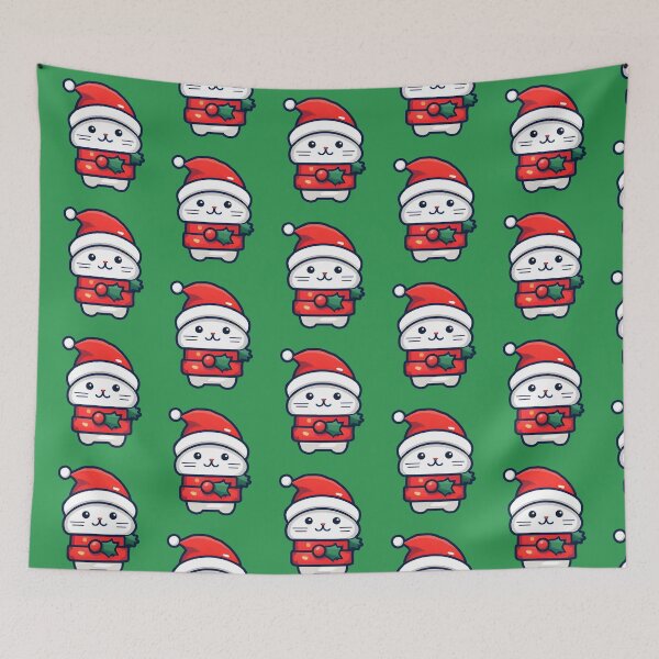 Item preview, White cat wrapped like a Christmas gift holly designed and sold by AngelinaBezm.