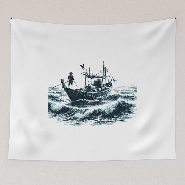 Item preview, A Boatman's Reflection with Sea Canvas designed and sold by Manoj Kumar  Mandali.
