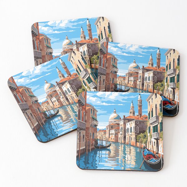 Item preview, Romantic Venice Canal: Gondola and Blue Sky Illustration designed and sold by Anuchartl.