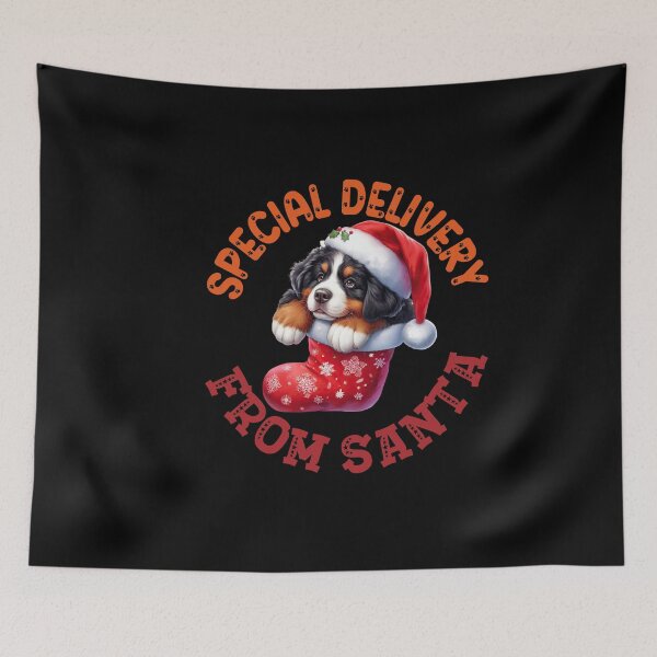 Item preview, "A Special Gift from Santa: Festive Bernese Mountain Dog in Stocking" designed and sold by Xhevahir.