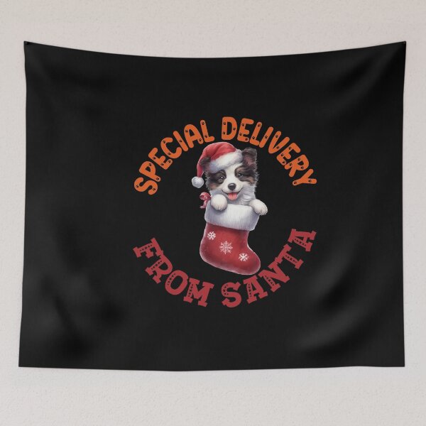 Item preview, "A Special Gift from Santa: Festive Border Collie in Stocking" designed and sold by Xhevahir.