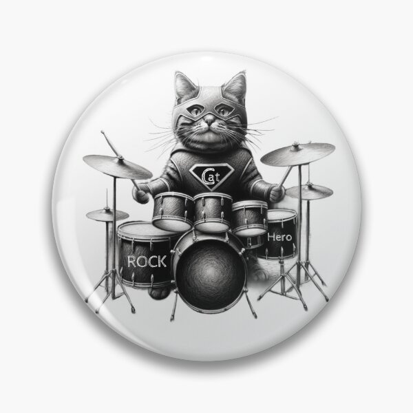 Item preview, Cat Playing drums designed and sold by ArtFeverShop.