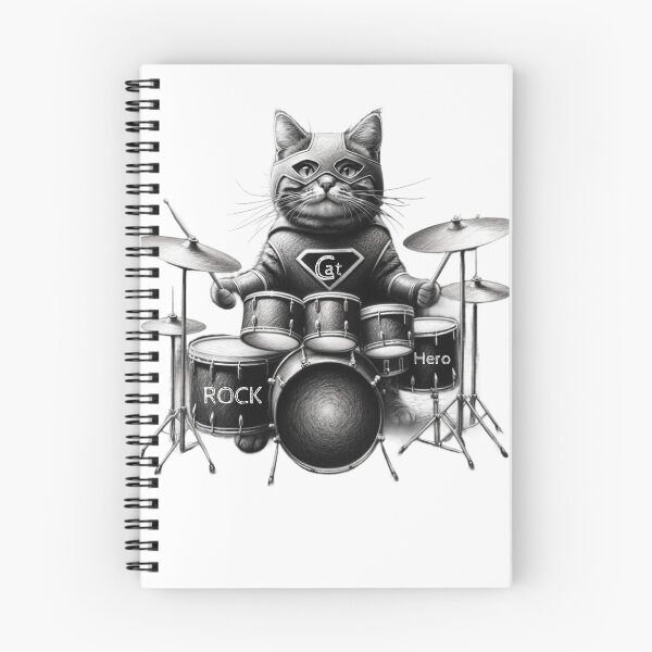 Item preview, Cat Playing drums designed and sold by ArtFeverShop.