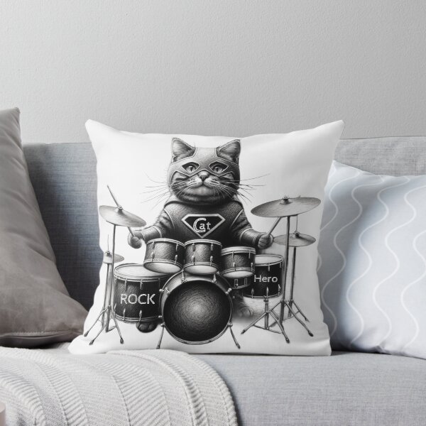 Item preview, Cat Playing drums designed and sold by ArtFeverShop.