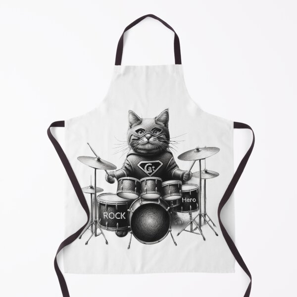 Item preview, Cat Playing drums designed and sold by ArtFeverShop.
