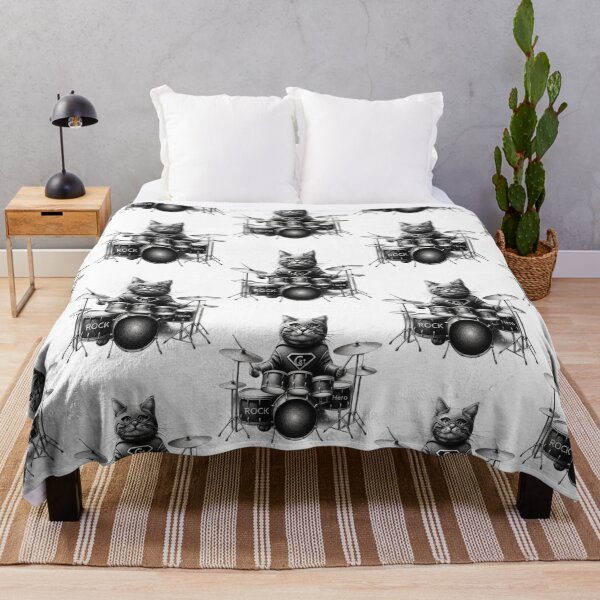 Item preview, Cat Playing drums designed and sold by ArtFeverShop.