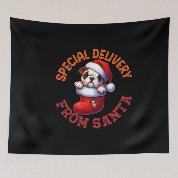 Item preview, "A Special Gift from Santa: Festive Bulldog in Stocking" designed and sold by Xhevahir.
