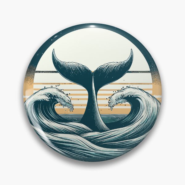 Item preview, Hand drawn whale tail Retro ocean waves designed and sold by TomFrontierArt.