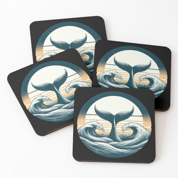 Item preview, Hand drawn whale tail Retro ocean waves designed and sold by TomFrontierArt.