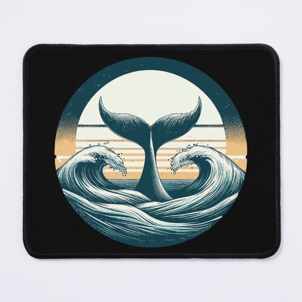 Item preview, Hand drawn whale tail Retro ocean waves designed and sold by TomFrontierArt.