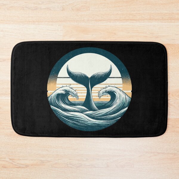 Item preview, Hand drawn whale tail Retro ocean waves designed and sold by TomFrontierArt.