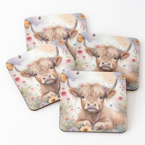 Item preview, Highland Cow Soft Wild Flowers Boho designed and sold by Frogs All Mighty  & Friends.