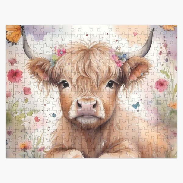 Artikel-Vorschau von Highland Cow Weiche Wildblumen Boho, designt und verkauft von Frogs All Mighty  & Friends.