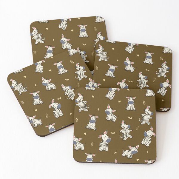 Item preview, Cute little playful zebras against a brown or olive green background  designed and sold by Sissle.