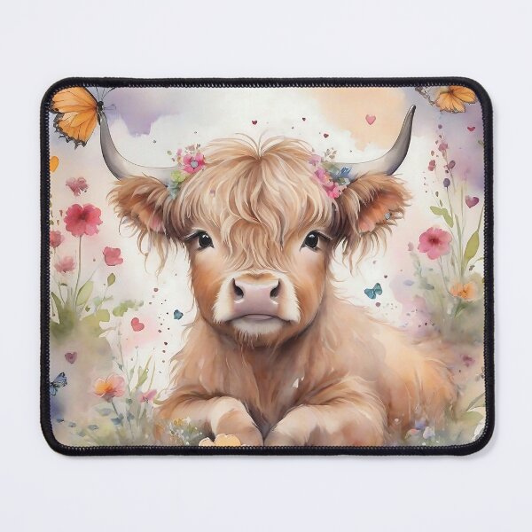 Item preview, Highland Cow Soft Wild Flowers Boho designed and sold by Frogs All Mighty  & Friends.