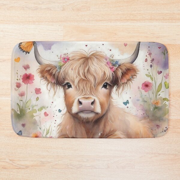 Item preview, Highland Cow Soft Wild Flowers Boho designed and sold by Frogs All Mighty  & Friends.