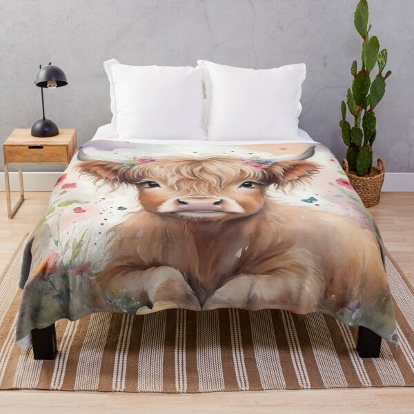 Item preview, Highland Cow Soft Wild Flowers Boho designed and sold by Frogs All Mighty & Friends.