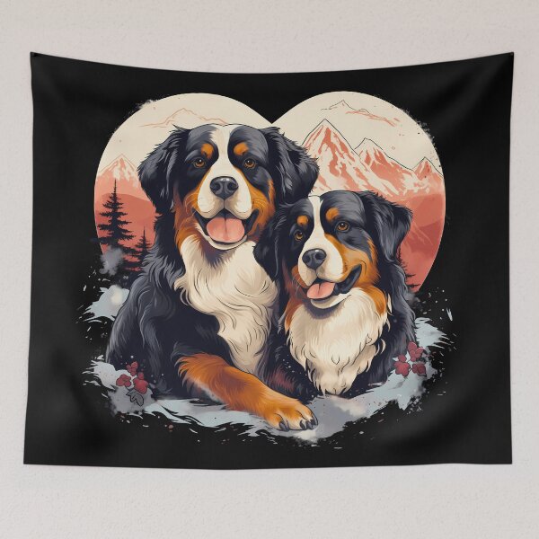 Item preview, Cute bernese mountain valentine dogs in love illustration designed and sold by NBSStore.