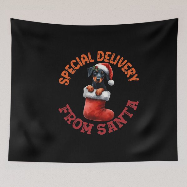 Item preview, "A Special Gift from Santa: Festive Doberman in Stocking" designed and sold by Xhevahir.