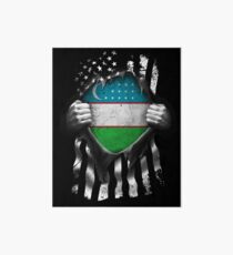 Uzbek American Flag USA Uzbekistan Uzbekistani Art Board