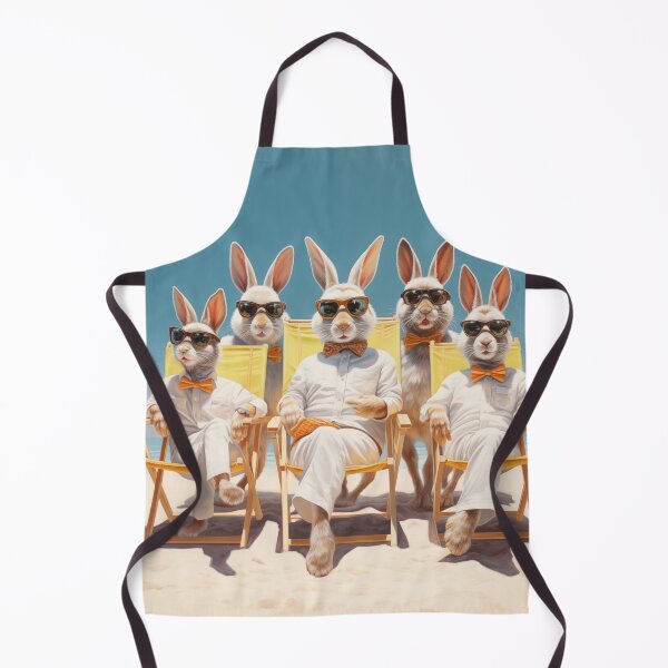 Item preview, 5 Rabbits Sunbathing On Deckchairs One The Beach Wearing Sun Glasses With Bow Ties designed and sold by NeavesPhoto.