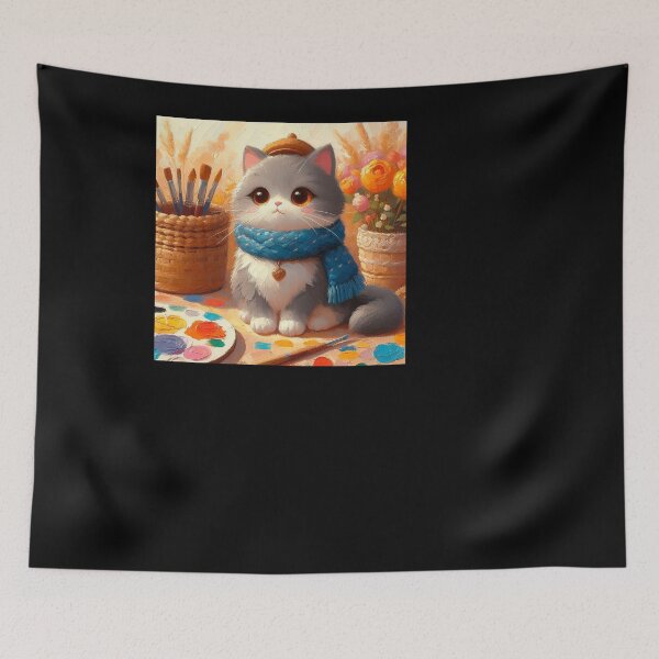 Item preview, Cat slave - Cat wrapped in a blue scarf and palette designed and sold by mamacub.