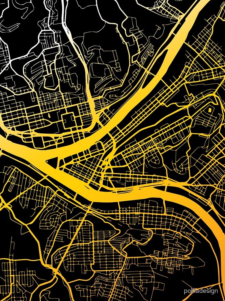 "Pittsburgh Map Black And Yellow" IPhone Case For Sale By Polliadesign ...