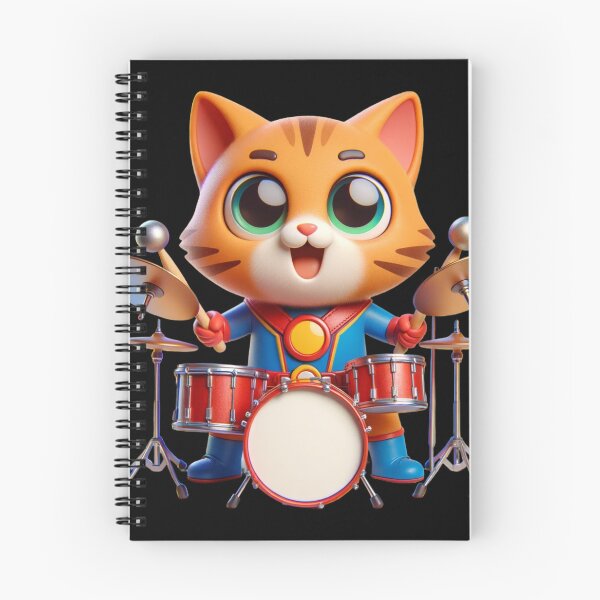 Item preview, funny cartoon hero Cat Playing drums designed and sold by ArtFeverShop.