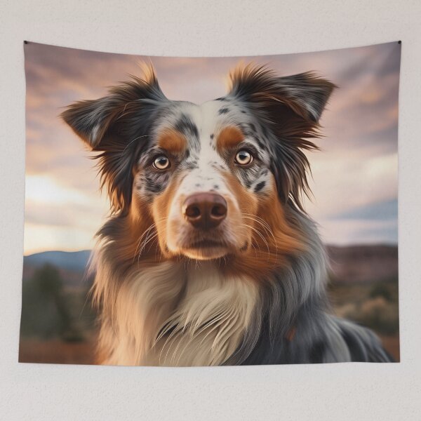 Item preview, Cute australian shepherd dog breed photography at sunset, aussie shepard designed and sold by NBSStore.