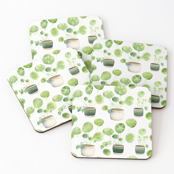 Item preview, Pilea peperomioides watercolor pattern designed and sold by Sp3ctrumOfColor.