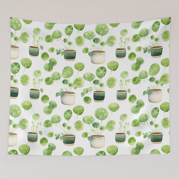 Item preview, Pilea peperomioides watercolor pattern designed and sold by Sp3ctrumOfColor.