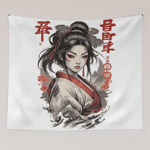 Item preview, Japanese style, mysterious woman in kimono designed and sold by YolaShopOnline.