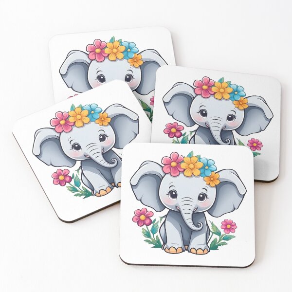 Item preview, Adorable Cartoon Elephant Sticker with Floral Border designed and sold by Dragoncosmic.