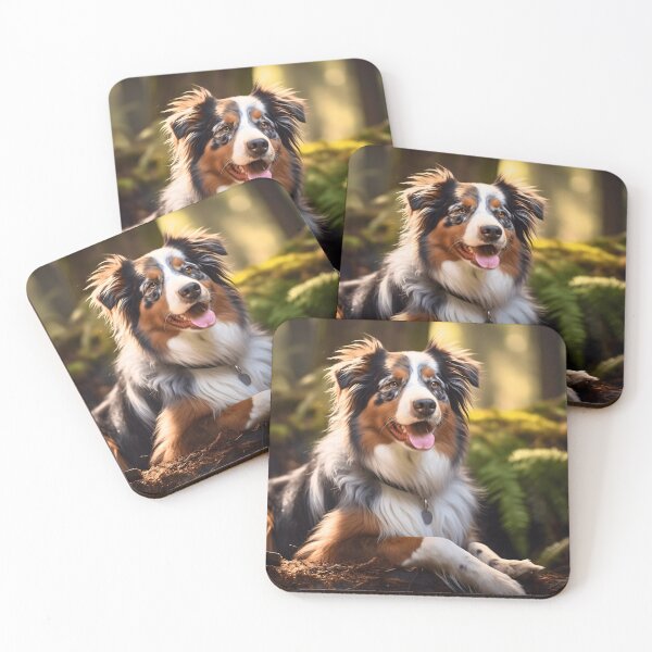 Aperçu de l'œuvre Photographie de portrait de race de chien de berger australien mignon dans la nature forestière créée et vendue par NBSStore.