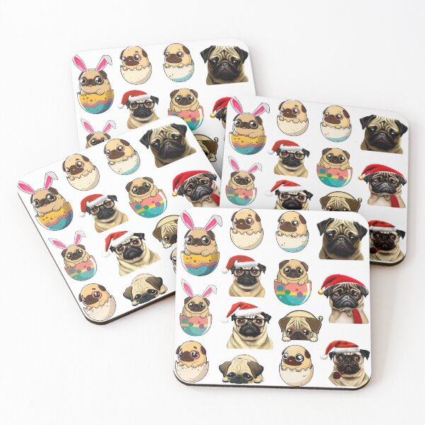 Item preview, Pug stickers pack, Mixed holiday set pug dog decals designed and sold by Chardo55.