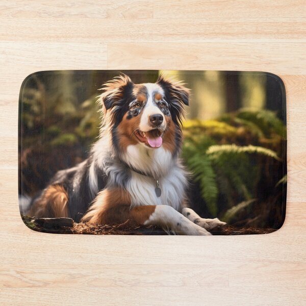 Item preview, Cute australian shepherd dog breed portrait photography at in forest nature designed and sold by NBSStore.