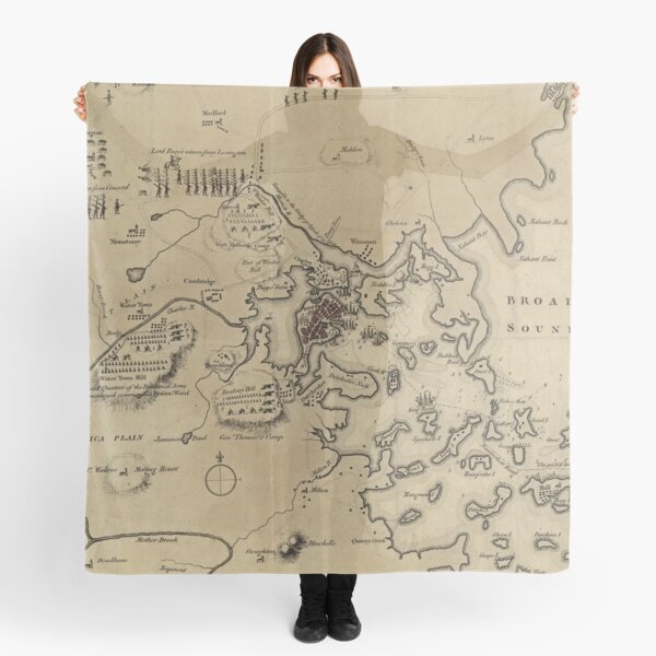 Vintage Boston Revolutionary War Map (1775) Scarf