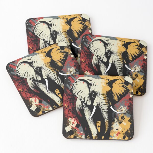 Item preview, Elephant in front of abstract background in grunge style designed and sold by randrdesign.