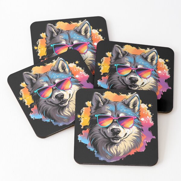 Item preview, Large Alaskan malamute wolf husky dog breed wearing sunglasses funny cute cool illustration designed and sold by NBSStore.