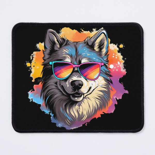 Item preview, Large Alaskan malamute wolf husky dog breed wearing sunglasses funny cute cool illustration designed and sold by NBSStore.