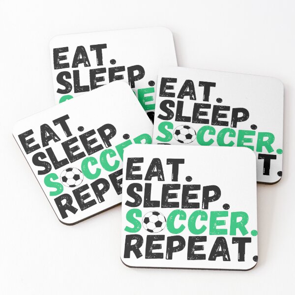 Aperçu de l'œuvre eat sleep soccer repeat créée et vendue par Mustaph-Shop.
