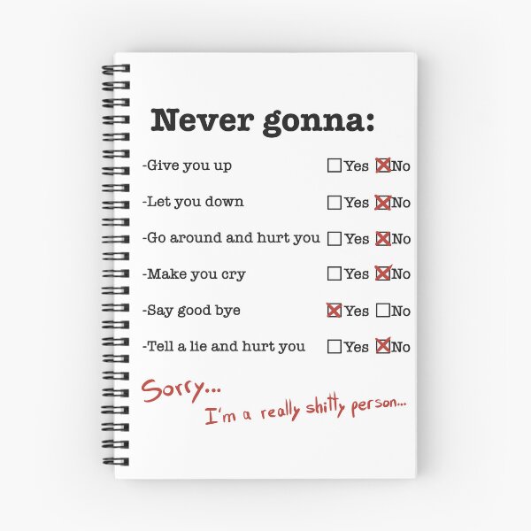 Item preview, Never gonna… Checklist designed and sold by VictorTael.